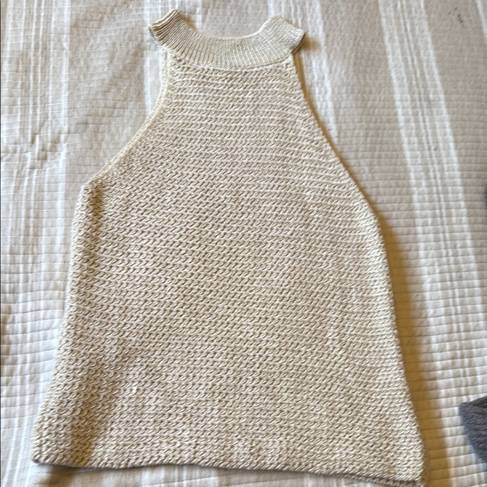 Zara Cream Ribbed Sleeveless Tank Top